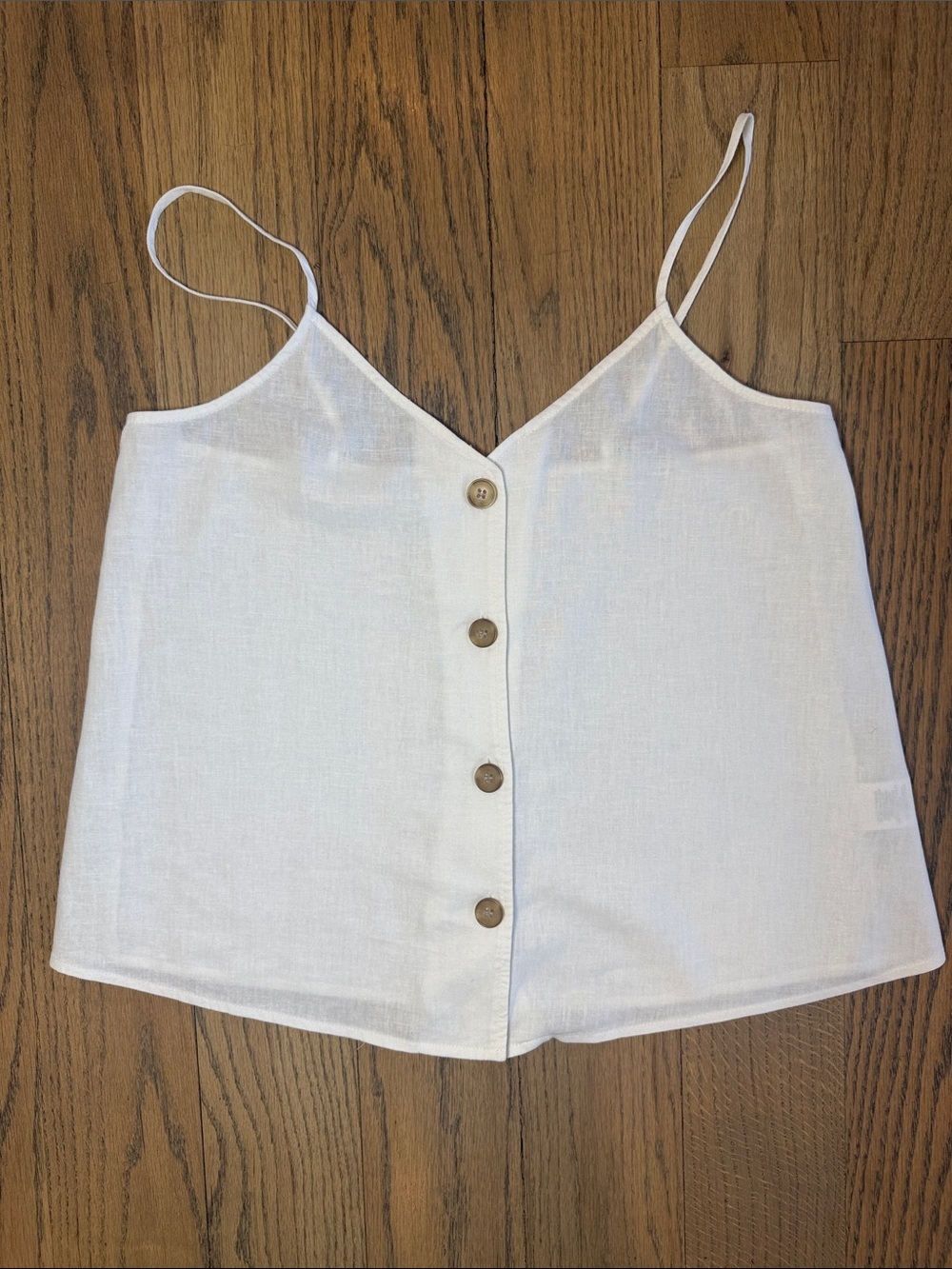 B.P. Nordstrom Women’s White Linen-Style Wood Button Front Tank Top Size XSmall